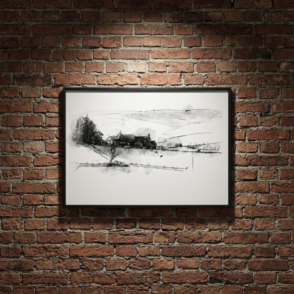Wensleydale farmhouse - BW Sketch