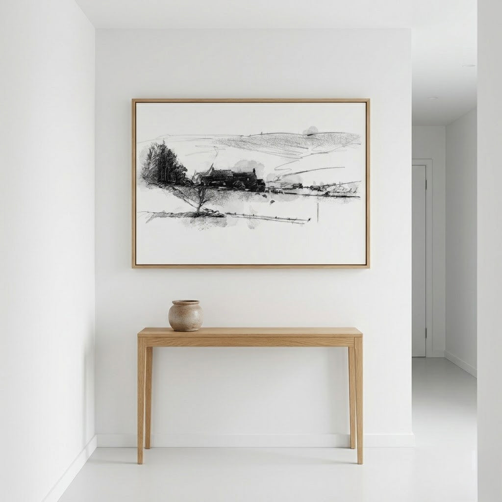 Wensleydale farmhouse - BW Sketch