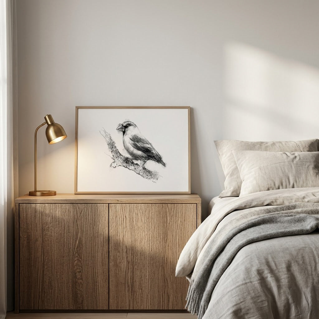 Hawfinch - BW Sketch