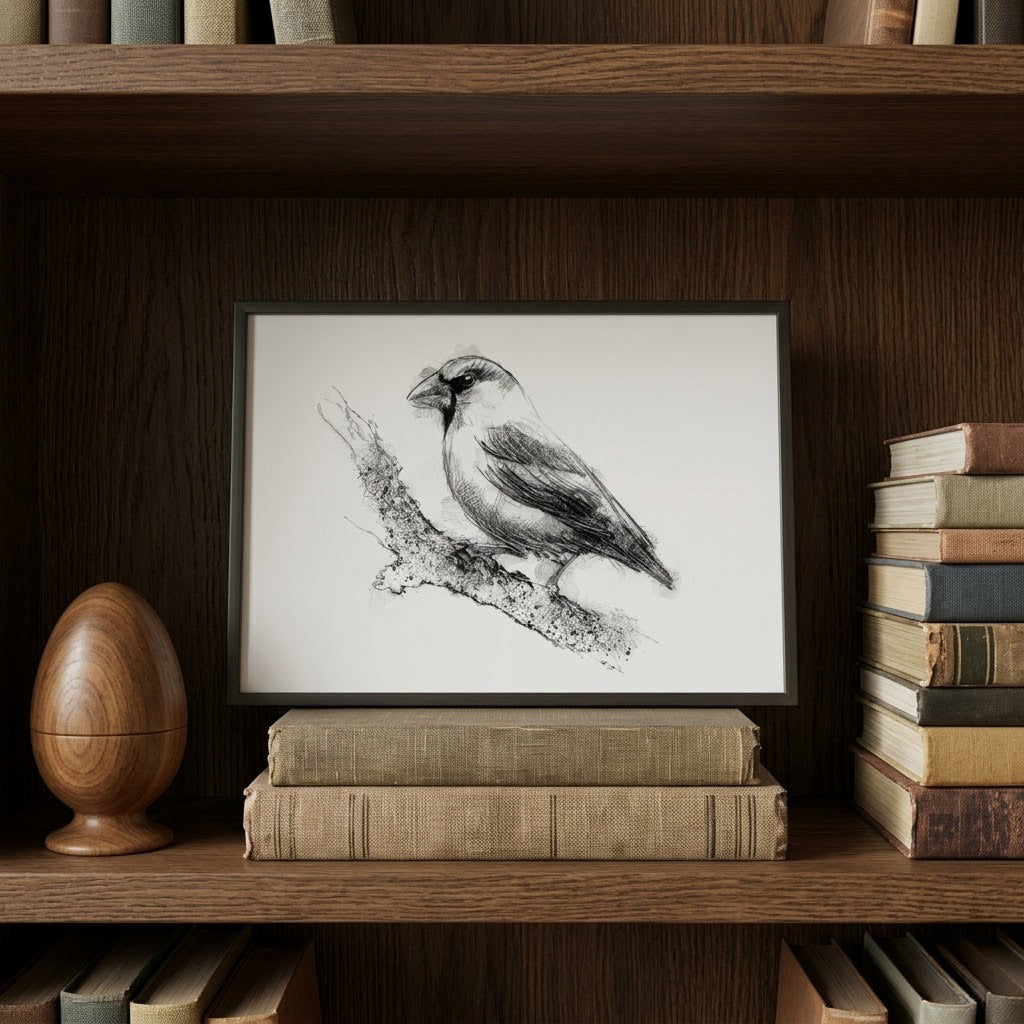 Hawfinch - BW Sketch