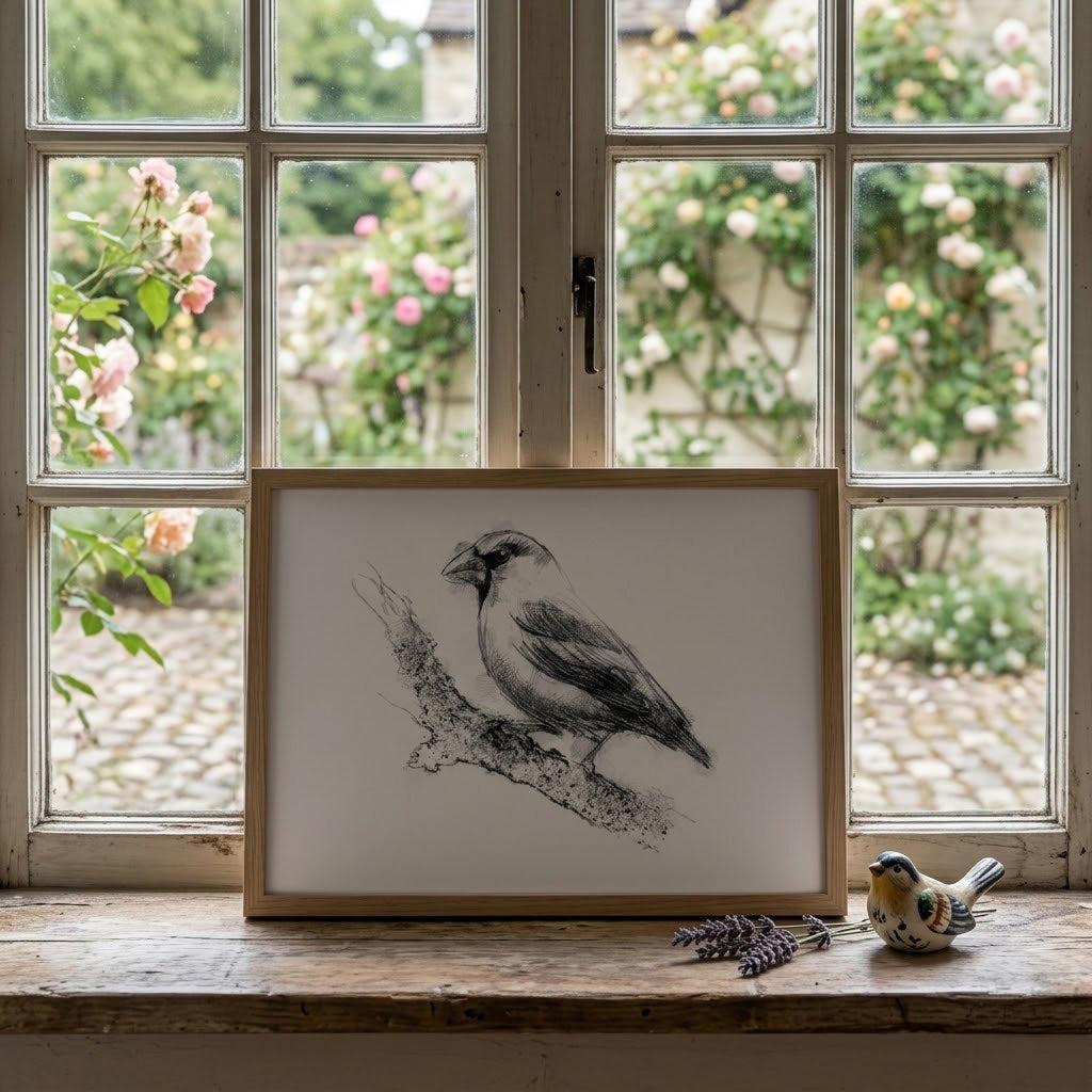 Hawfinch - BW Sketch