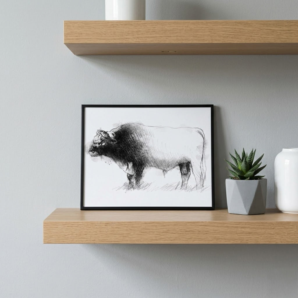 Irish moiled bull - BW Sketch