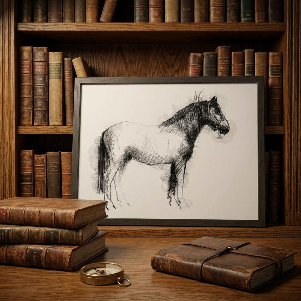 Suffolk Punch - BW Sketch
