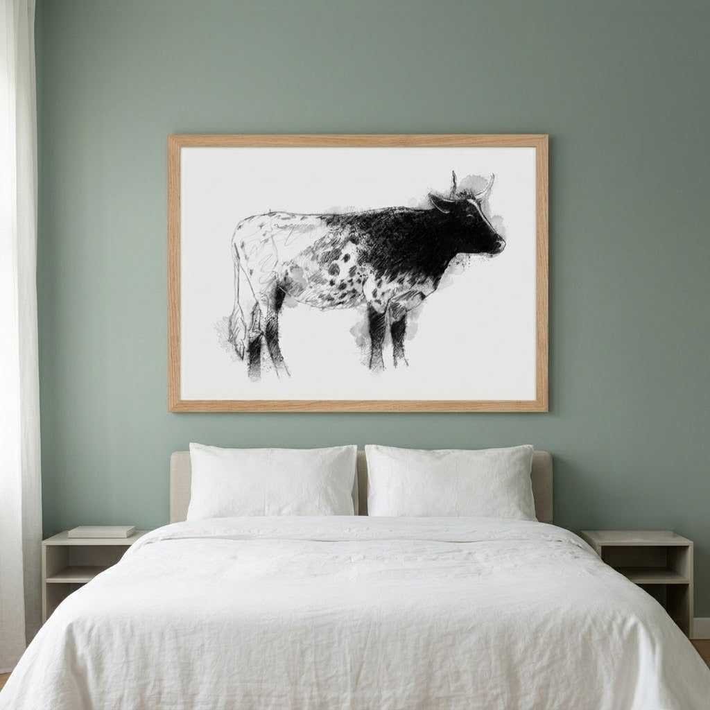 Pineywoods cow - BW Sketch