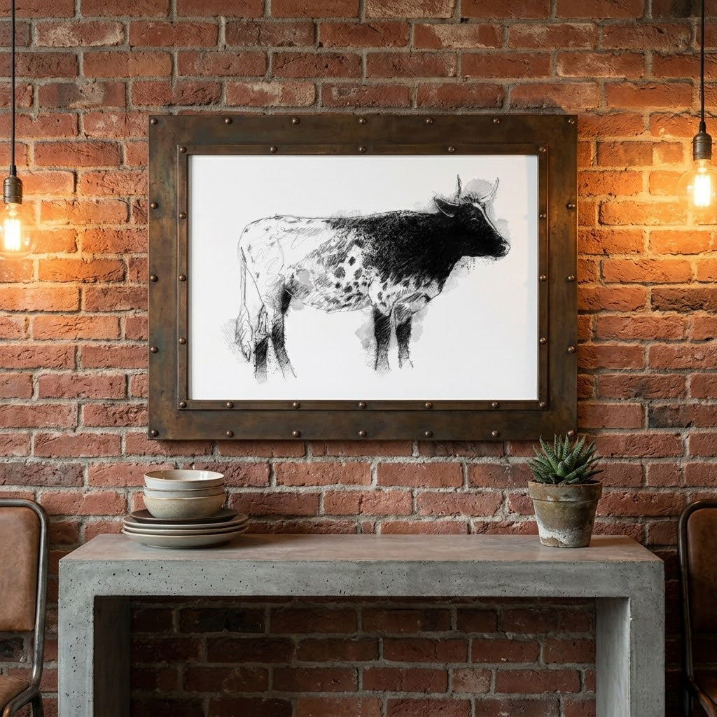 Pineywoods cow - BW Sketch