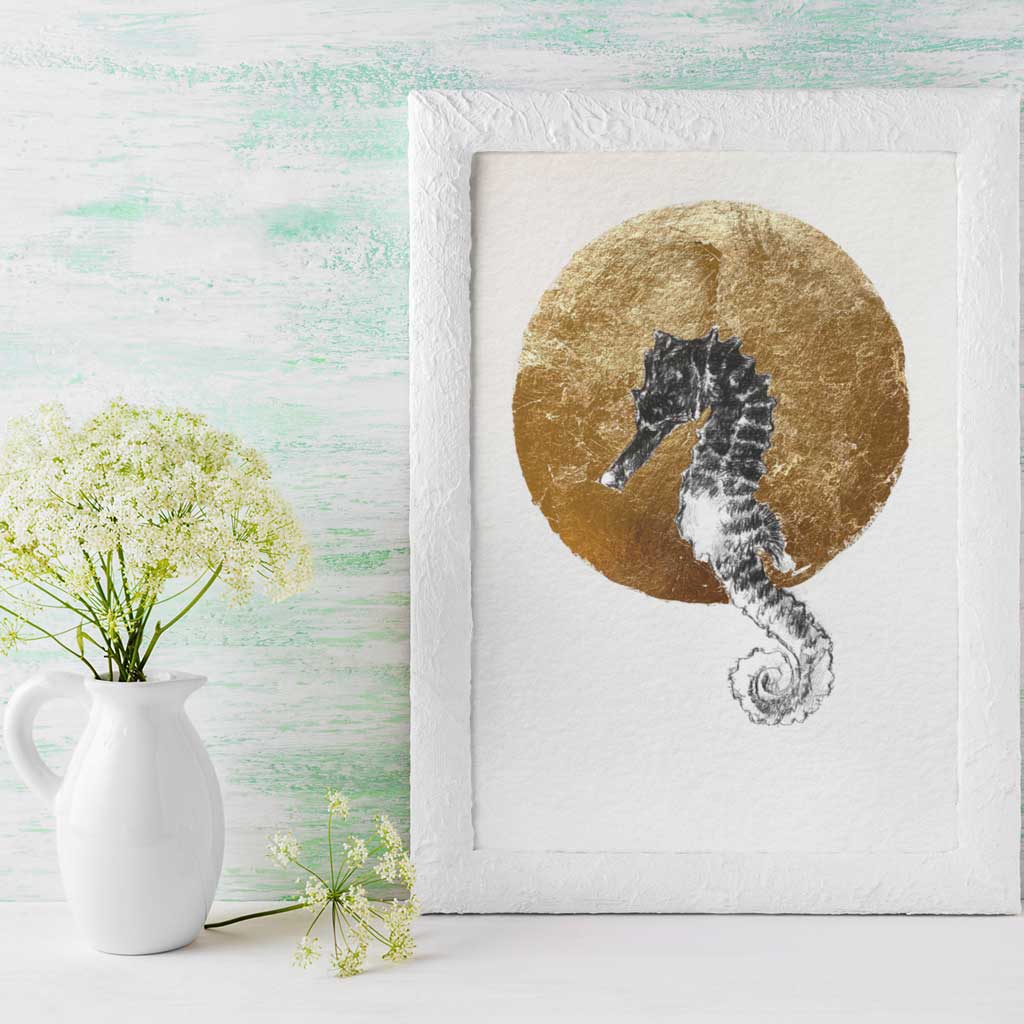 Seahorse gold leaf