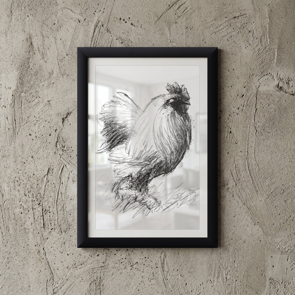 White cockerel - BW Sketch