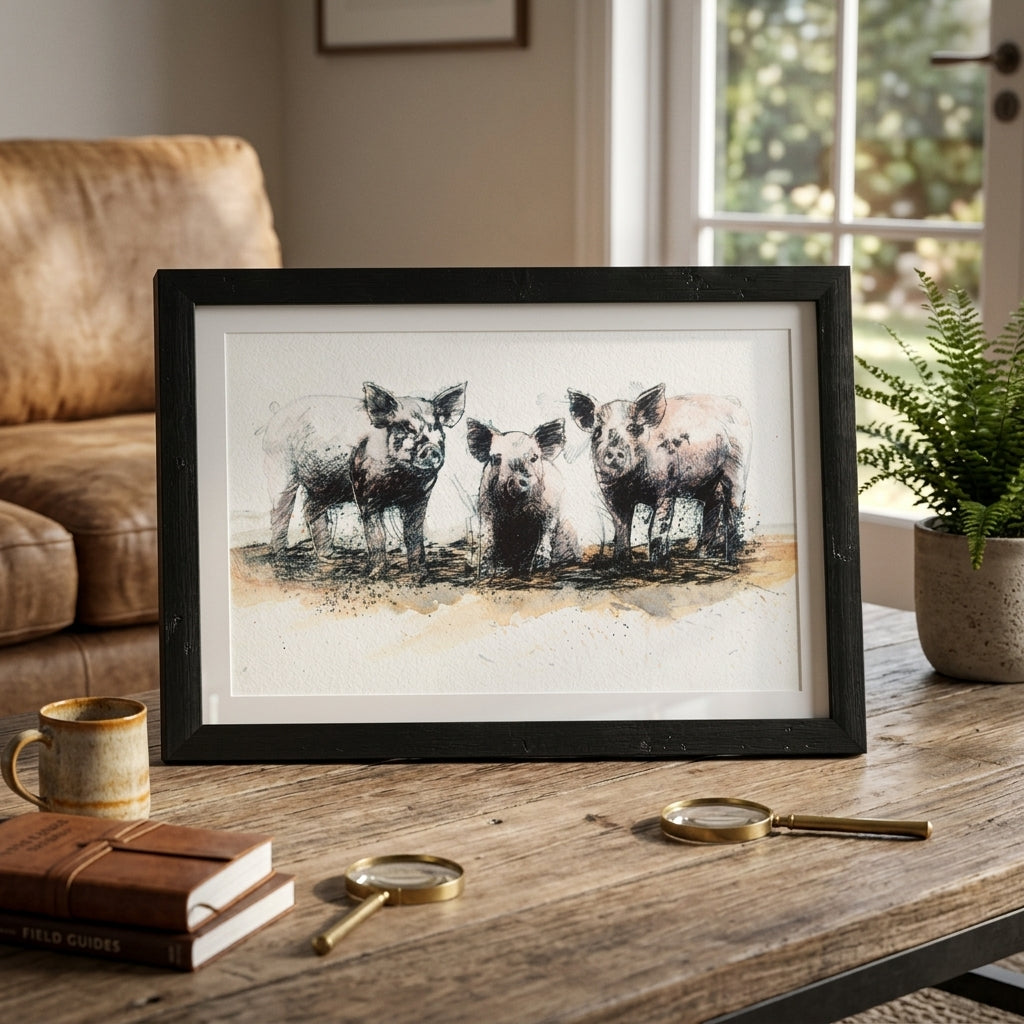 Three little pigs in mud - Colour Sketch