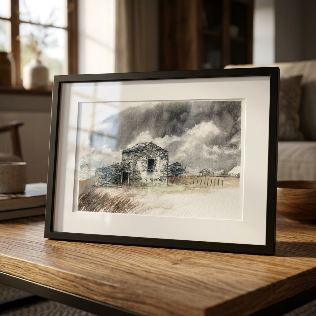 Moorland barns - Colour Sketch