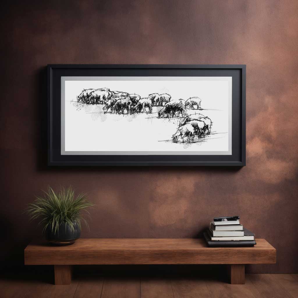 Sheep grazing wide format