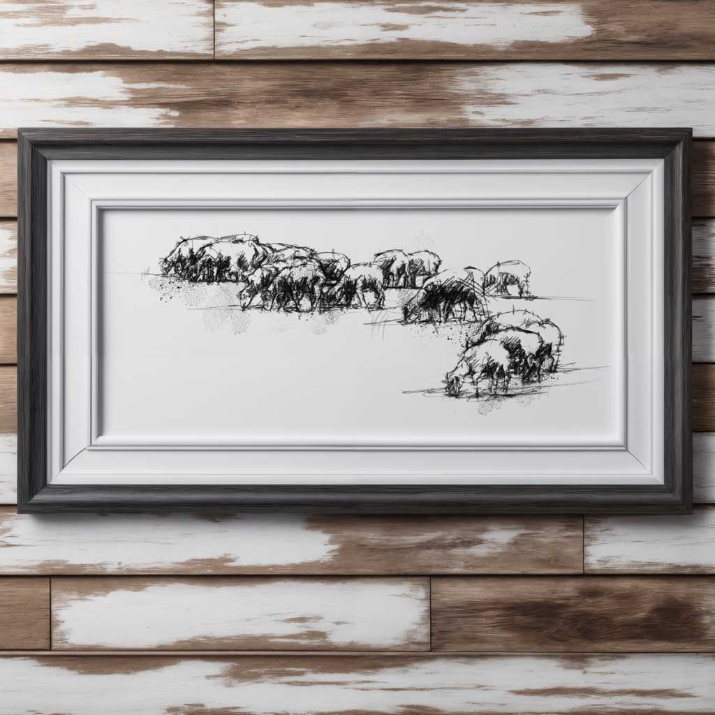 Sheep grazing wide format