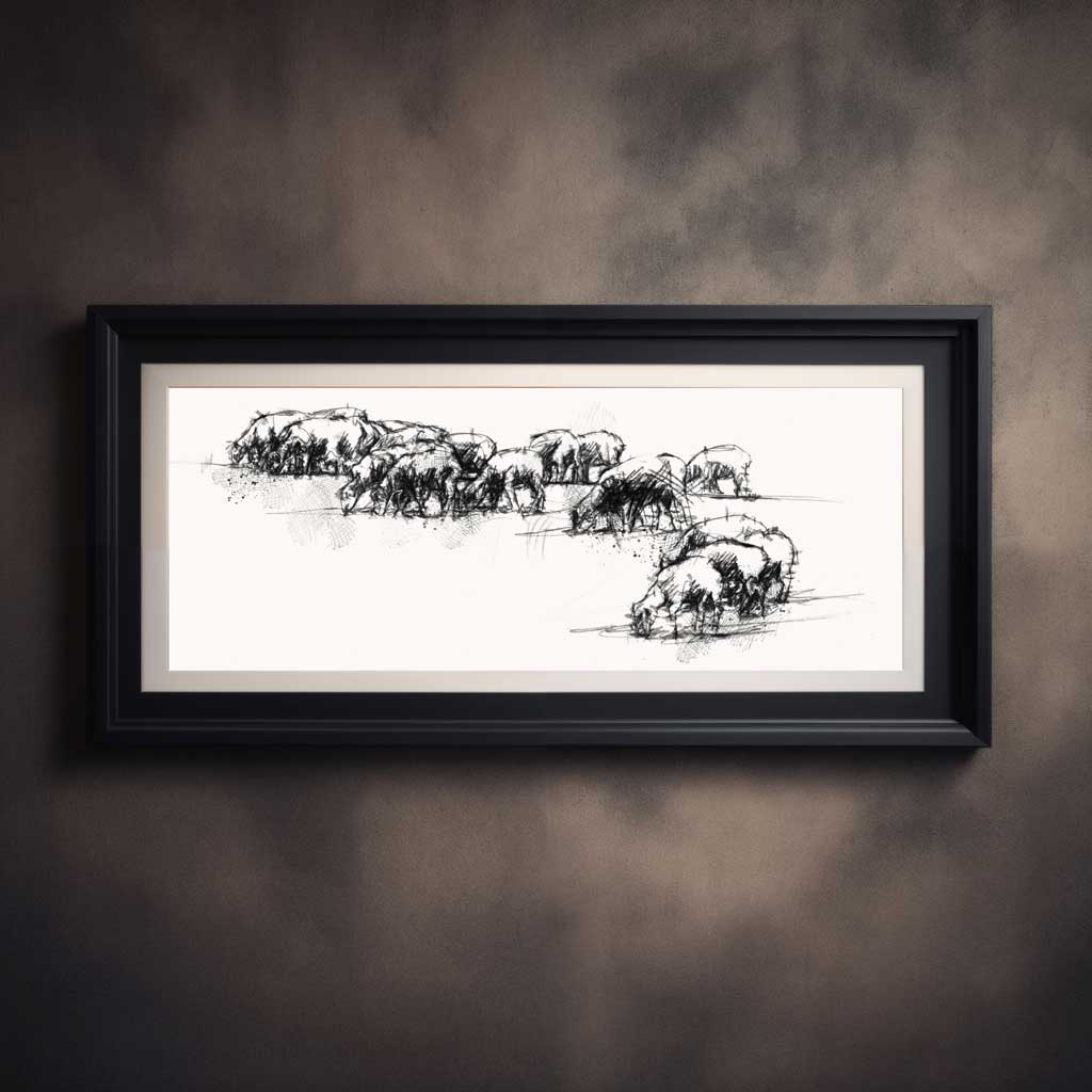 Sheep grazing wide format