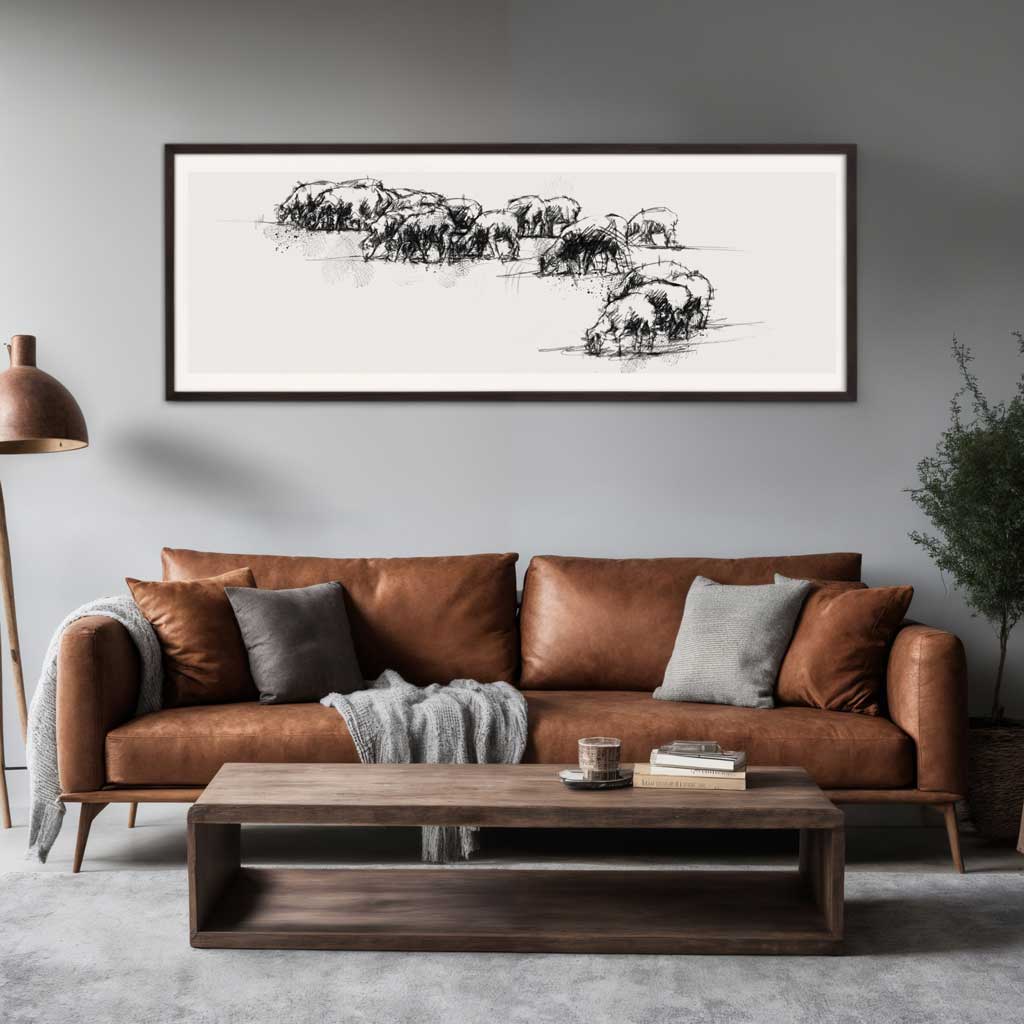Sheep grazing wide format