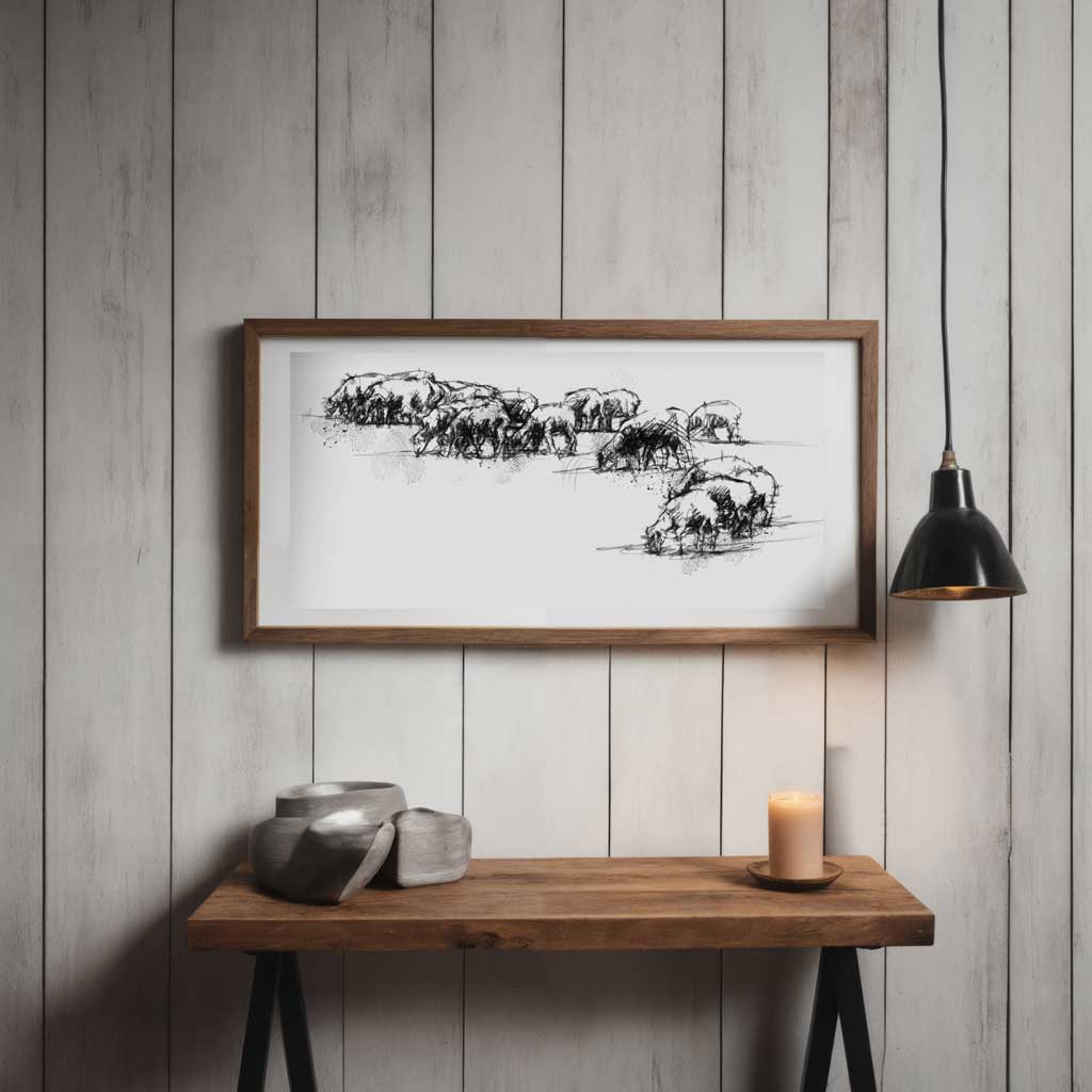 Sheep grazing wide format