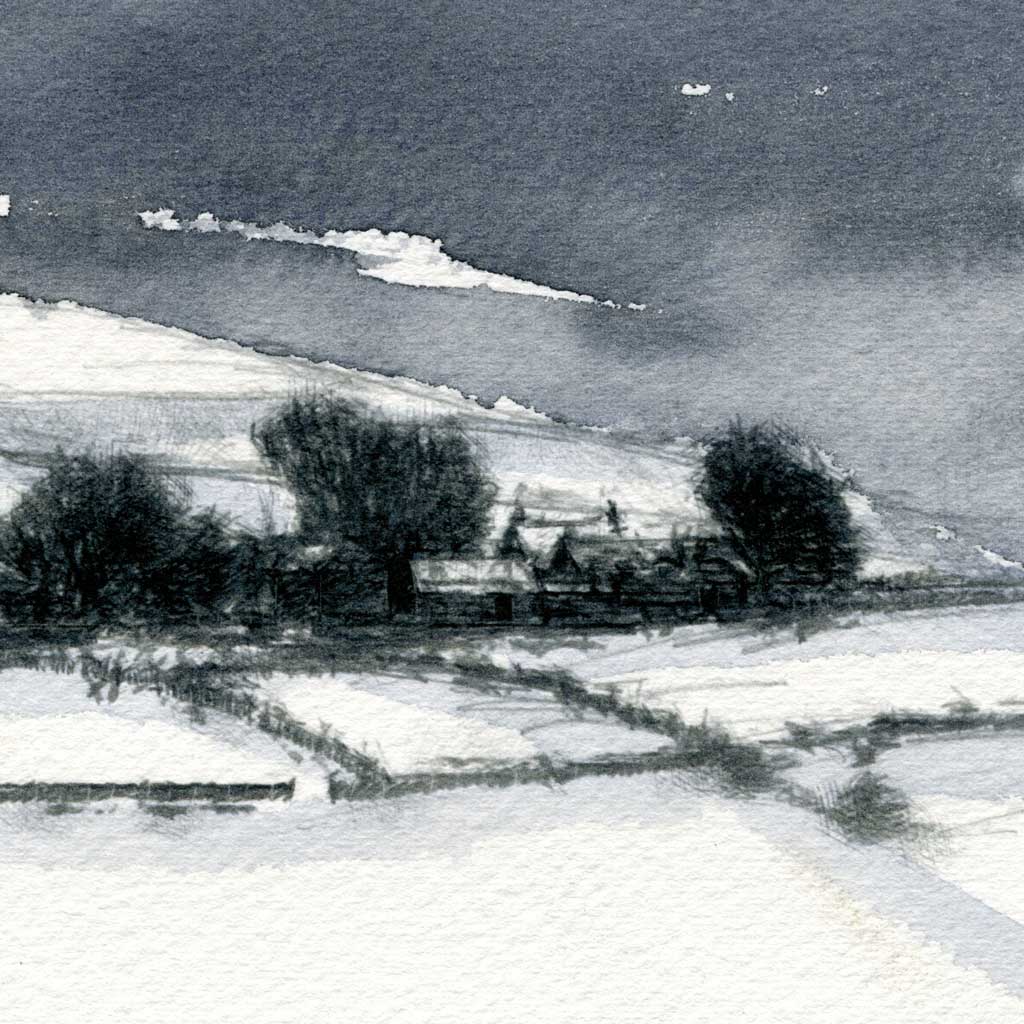 Snowy farm - Colour Sketch