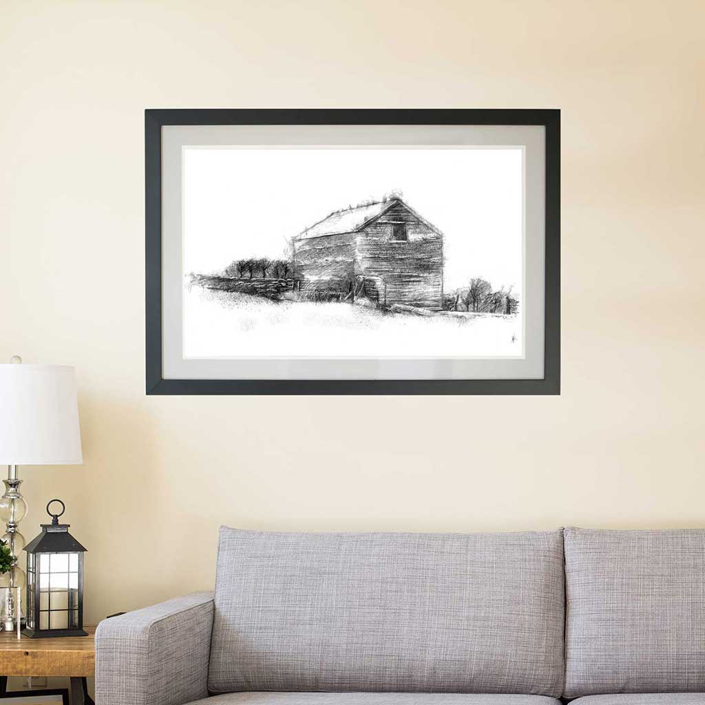 Snowy barn