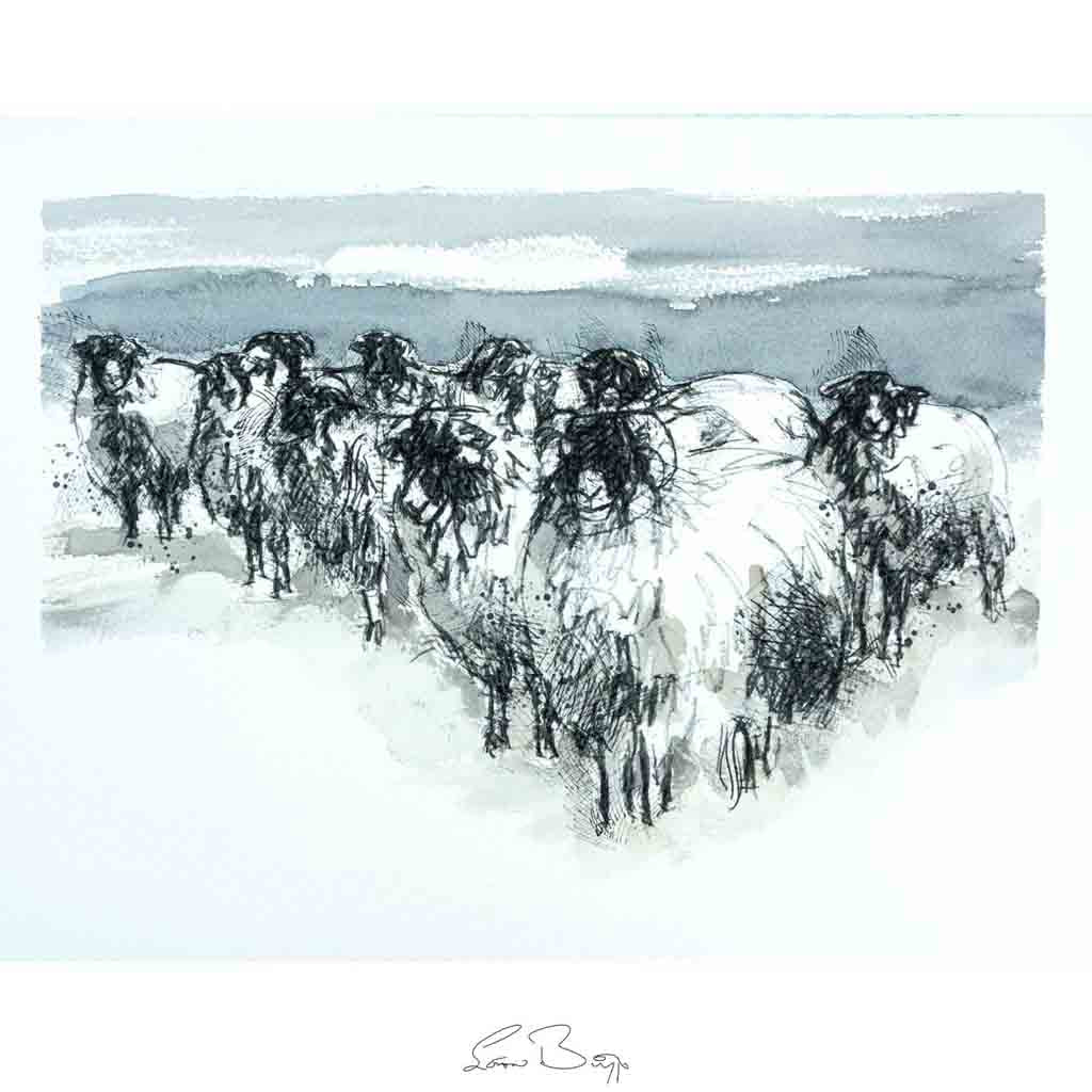 Snow sheep watercolour