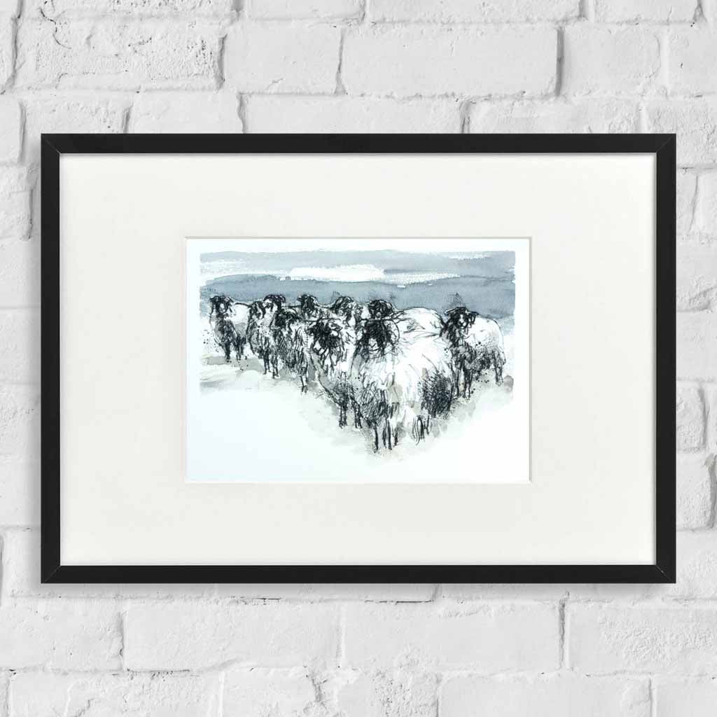 Snow sheep watercolour