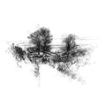 Snowy lane - BW Sketch