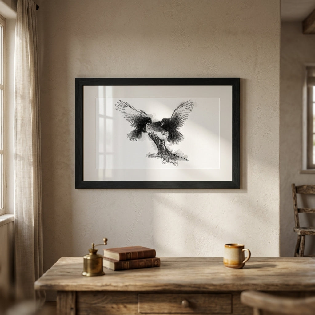 Crows landing - BW Sketch