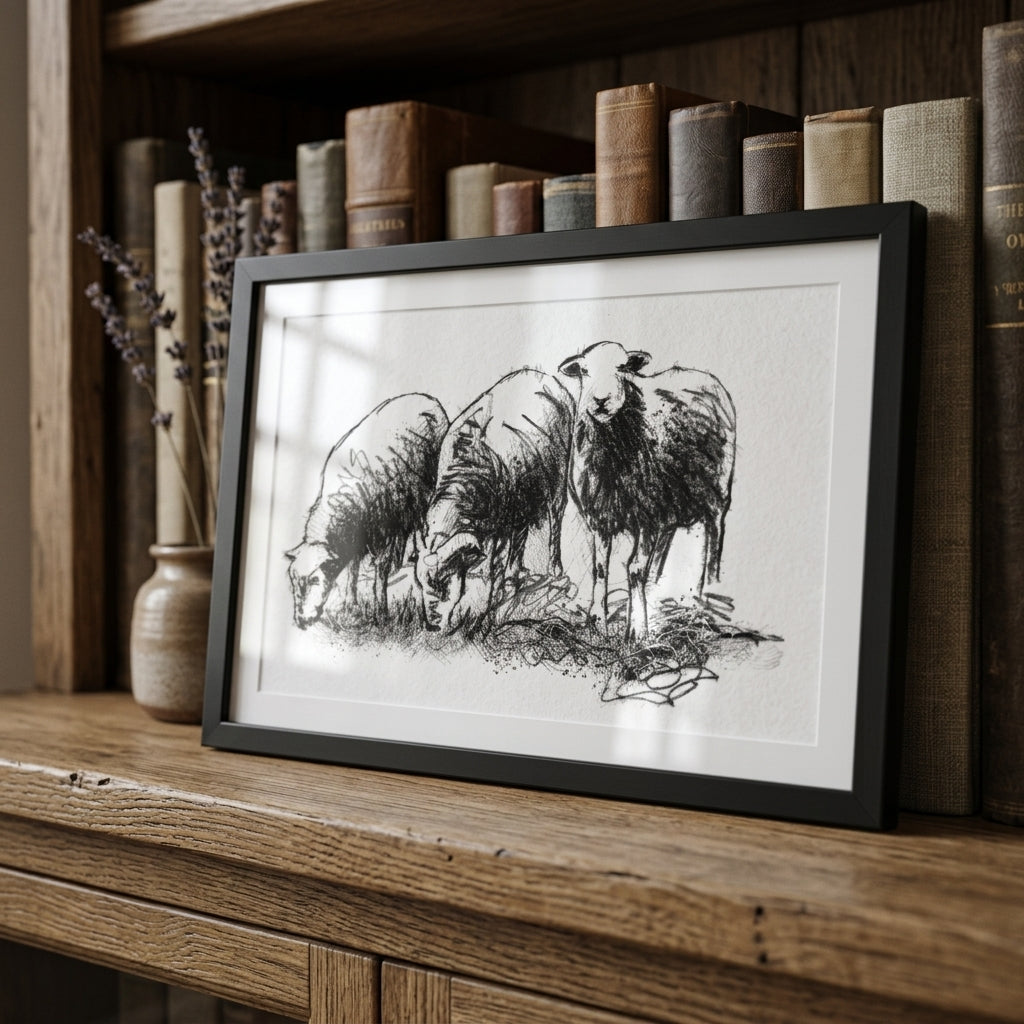 Herdwick Sheep - BW Sketch