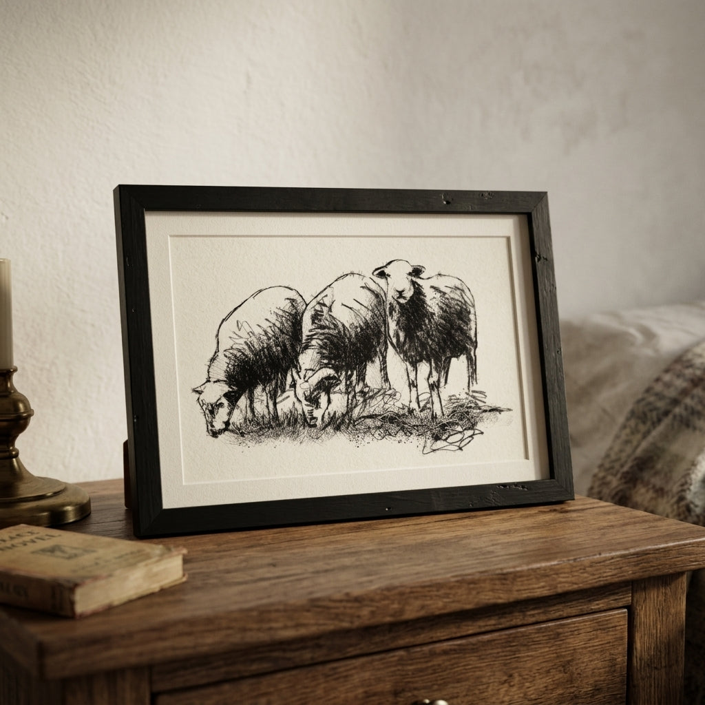 Herdwick Sheep - BW Sketch