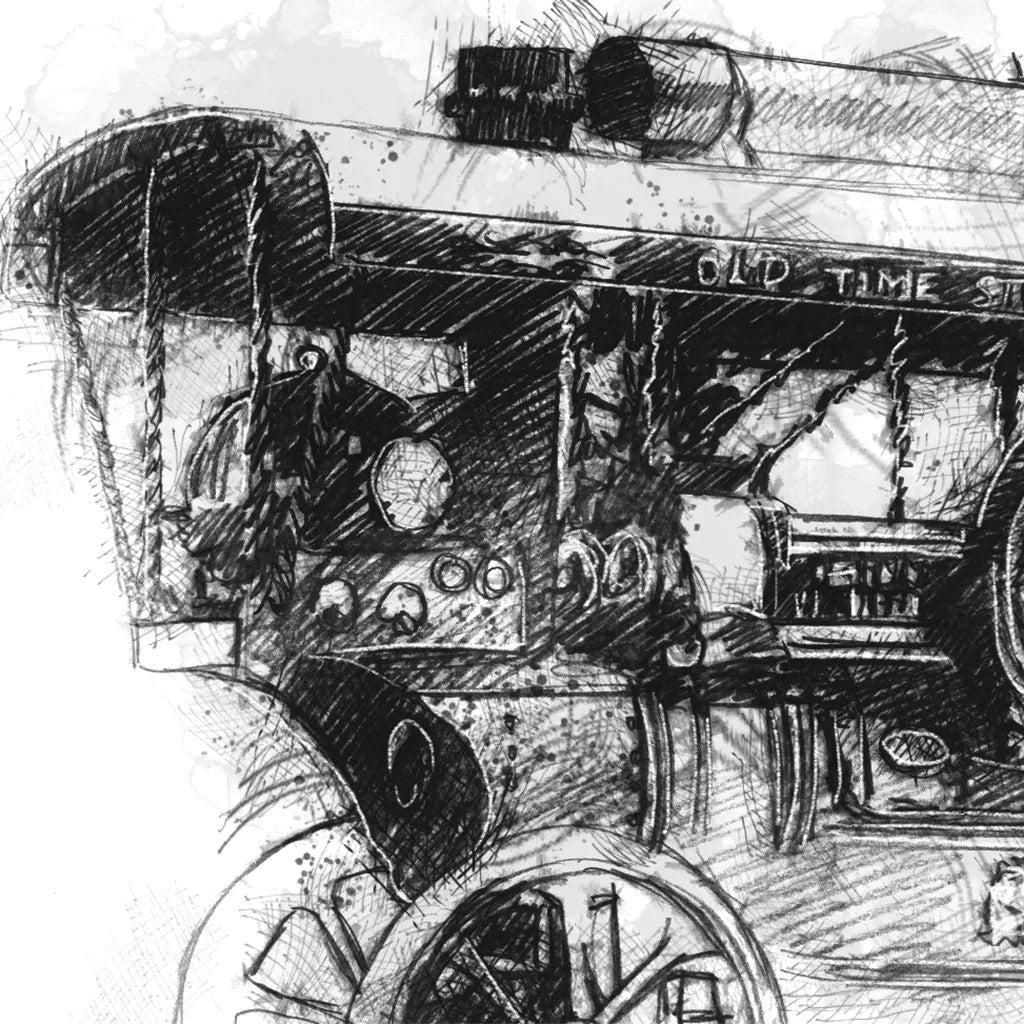 Steam fair engine - BW Sketch