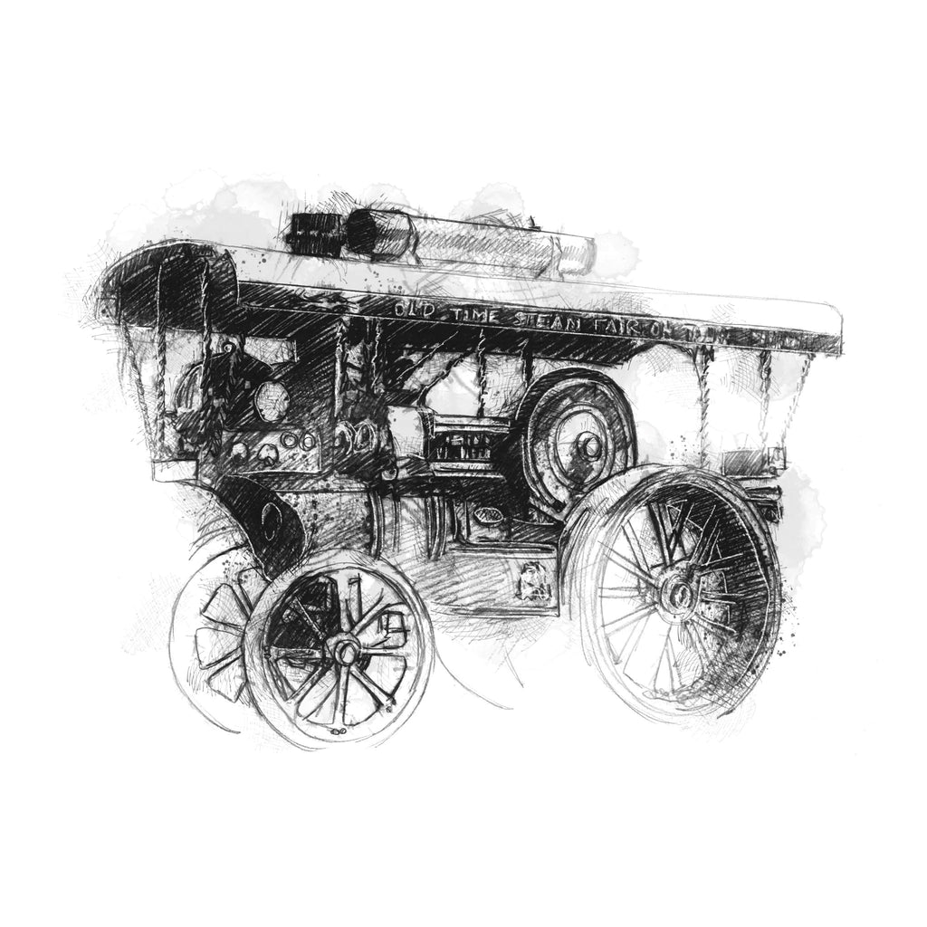 Steam fair engine - BW Sketch