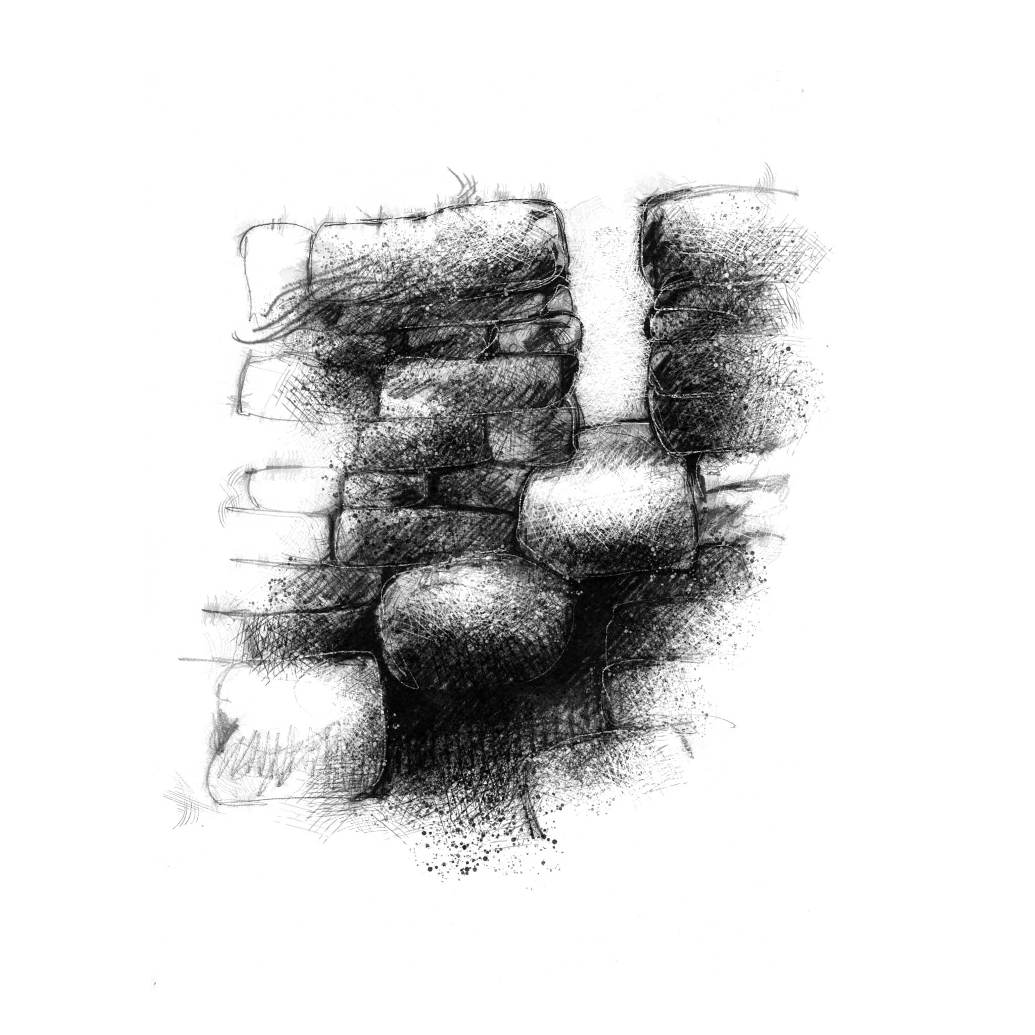 Stone stile - BW Sketch