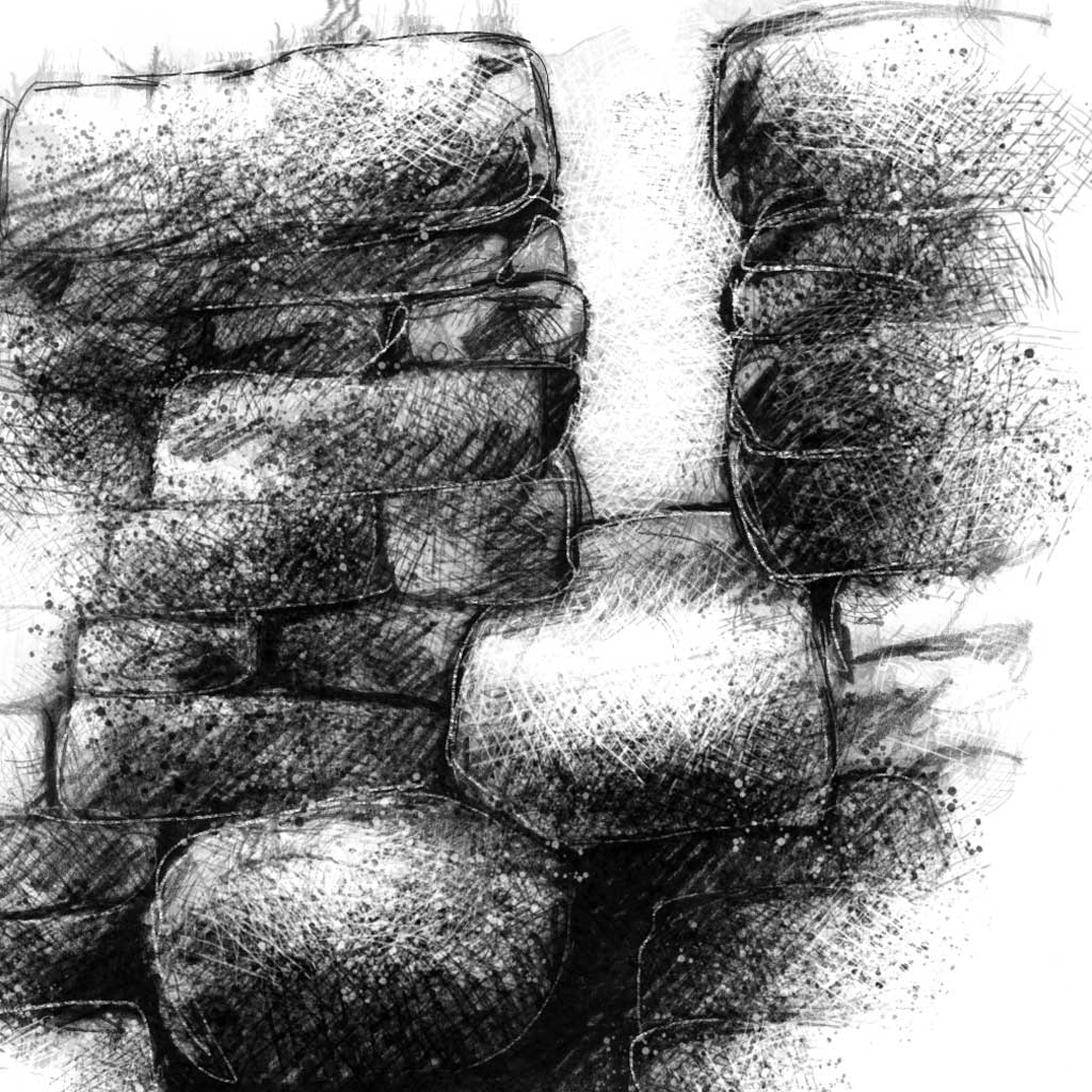 Stone stile - BW Sketch