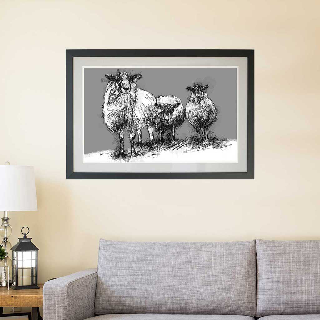 Three sheep snow