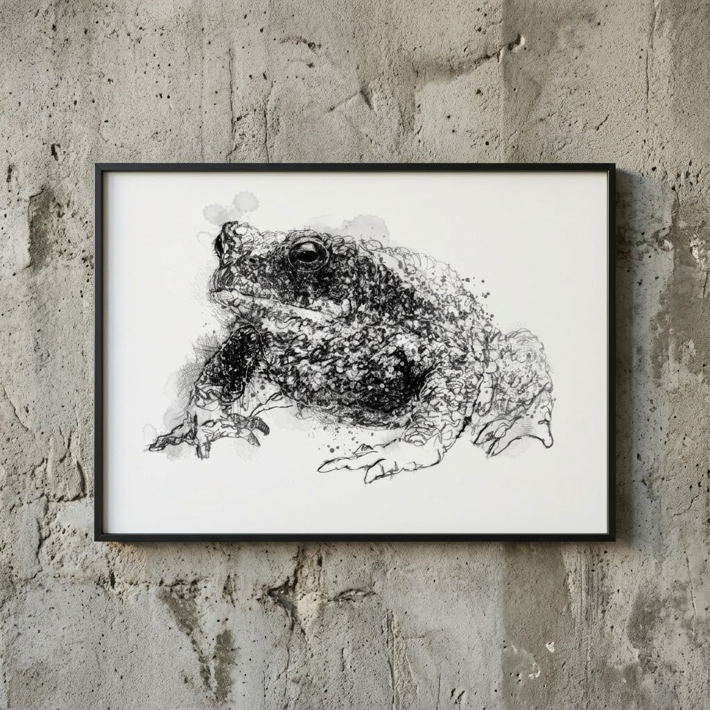 Common toad - BW Sketch