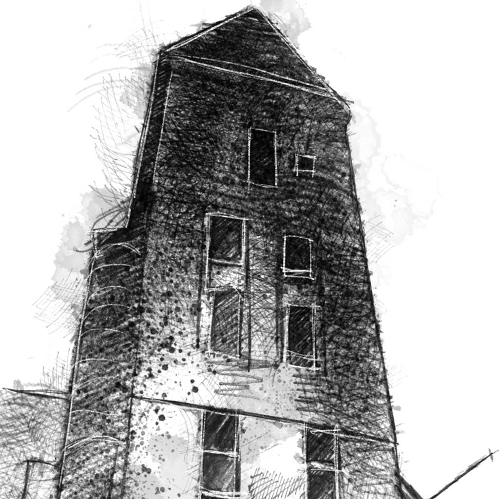 Tower house - BW Sketch