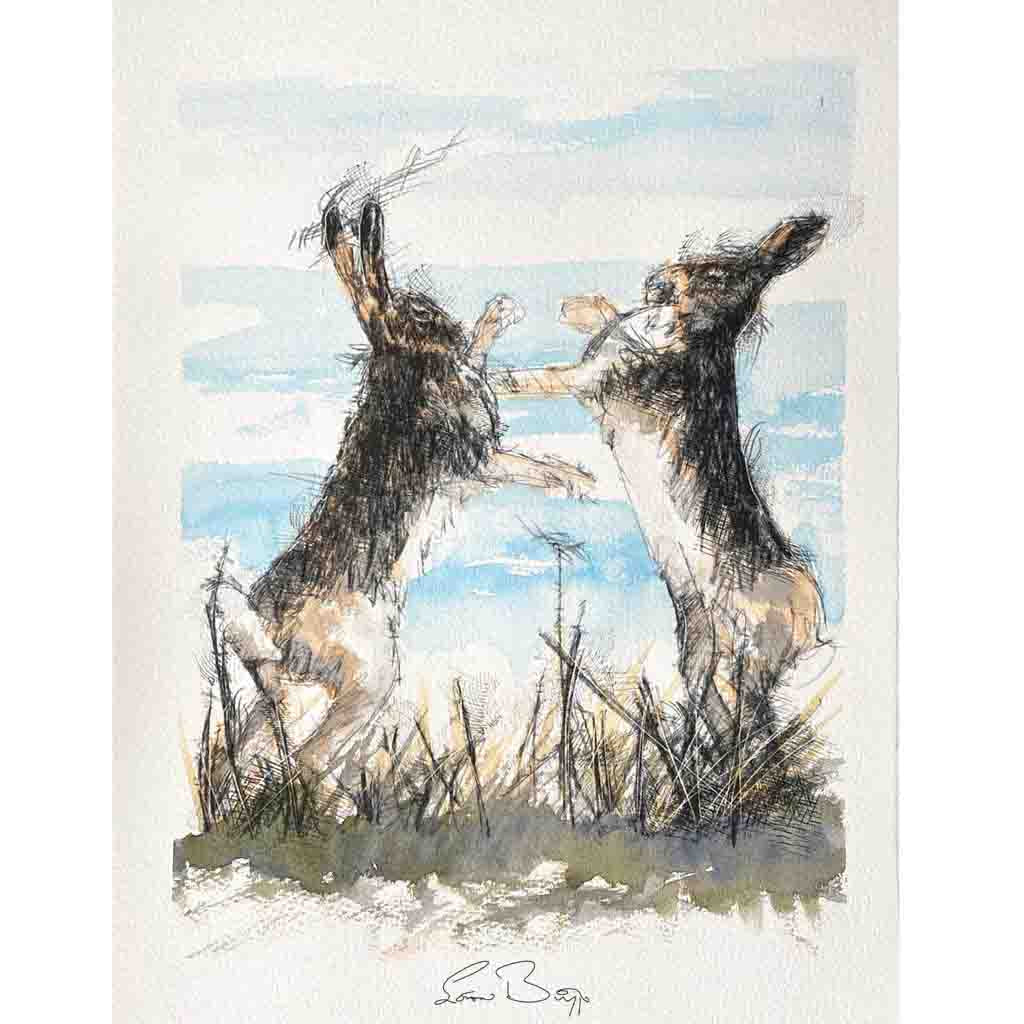 Boxing hares sketch