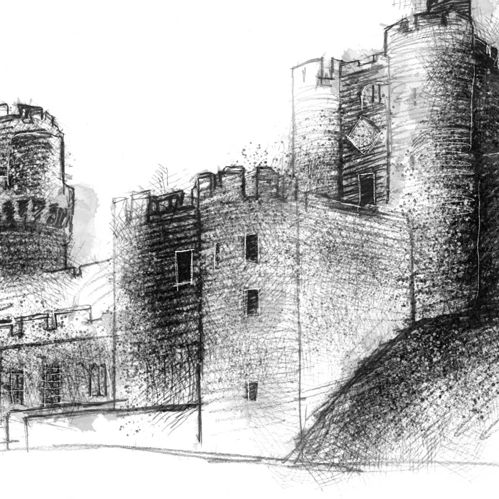 Warwick castle - BW Sketch