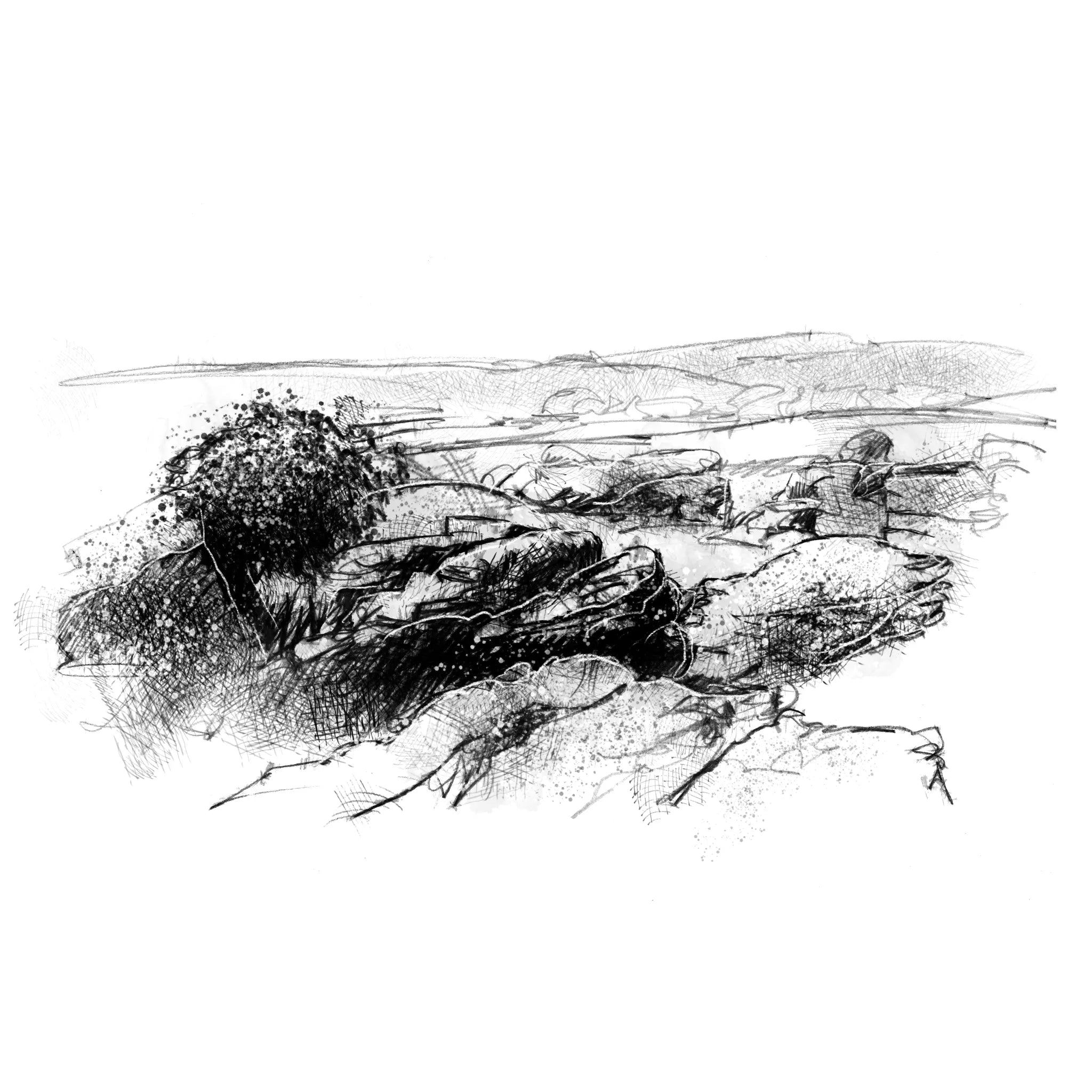 Winskill rocks - BW Sketch