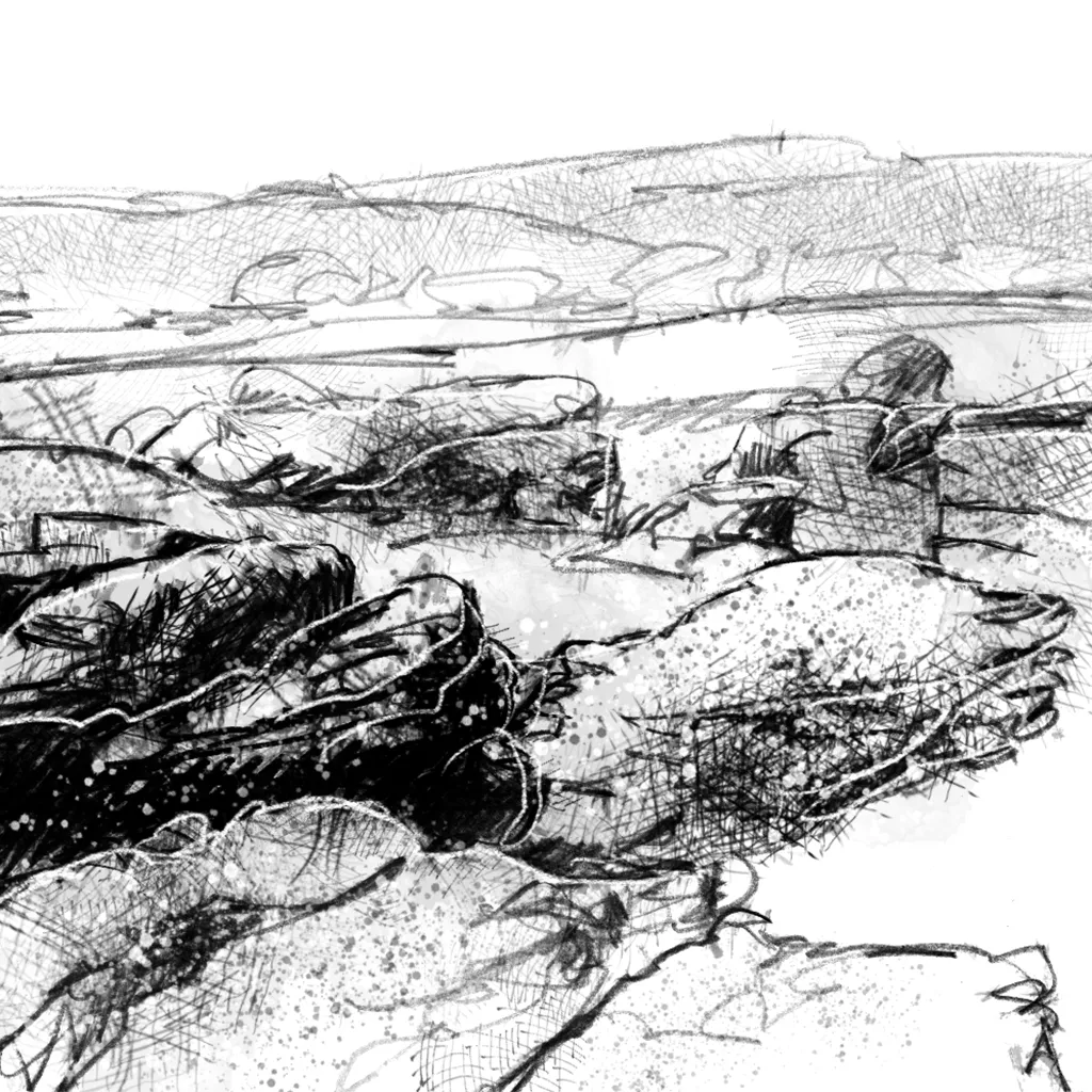 Winskill rocks - BW Sketch