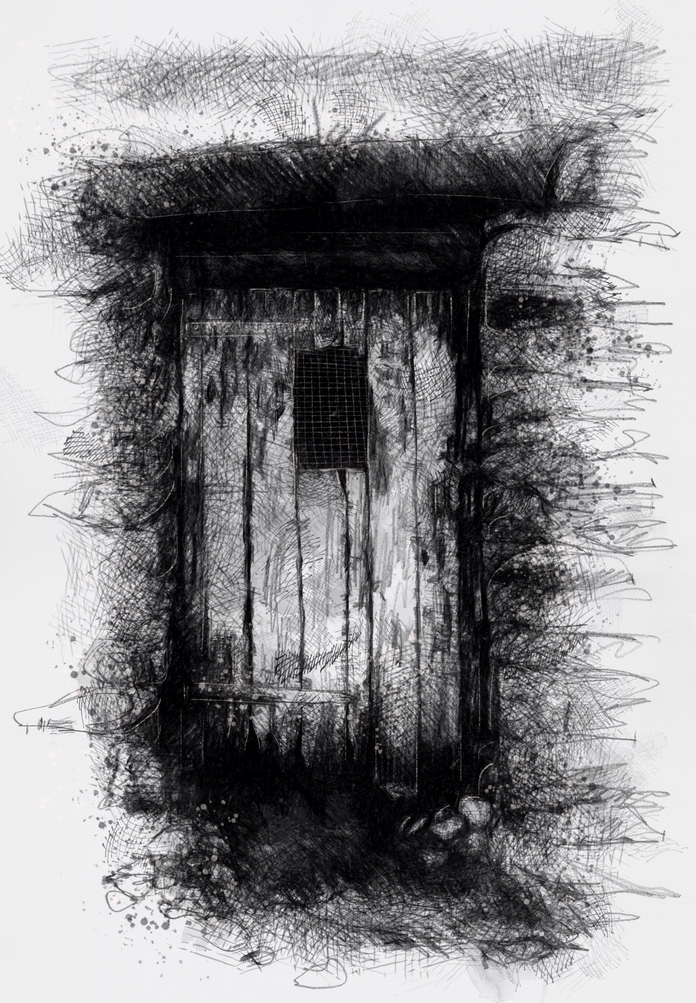 creepy door drawing