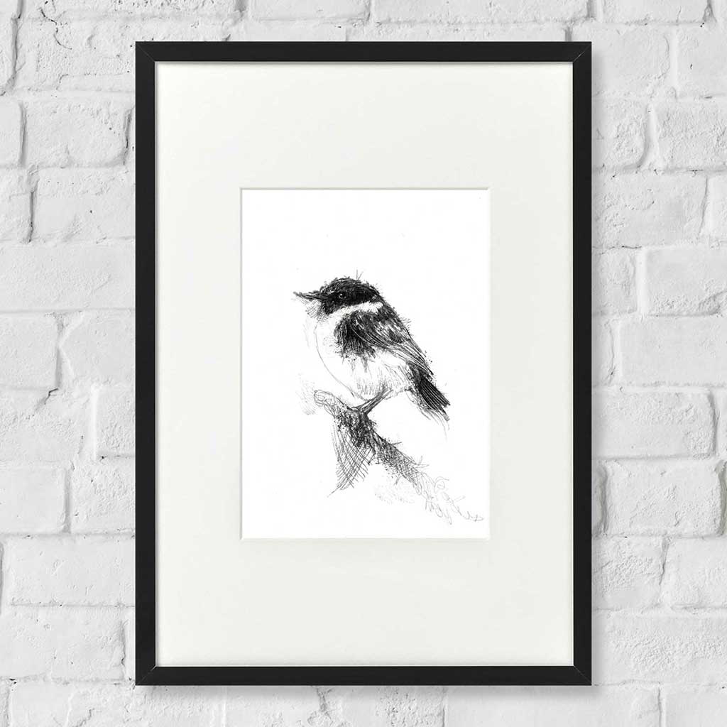 Original Stonechat bird sketch | SeanBriggs